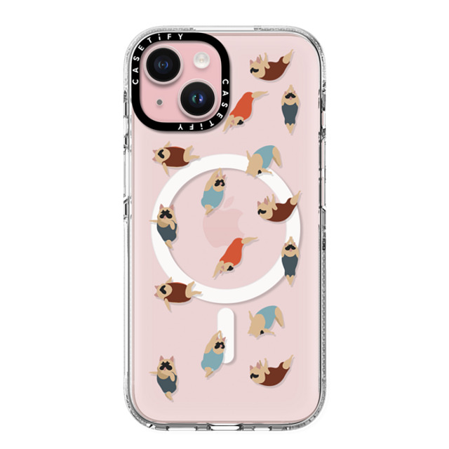 Huebucket x CASETiFY iPhone 15 ケース クリア クリア ケース MagSafe対応 Frenchie Swimmer