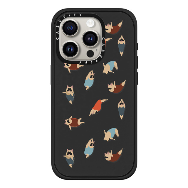 Huebucket x CASETiFY iPhone 15 Pro ケース マットブラック インパクトケース MagSafe対応 Frenchie Swimmer