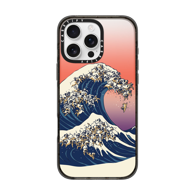 Huebucket x CASETiFY iPhone 16 Pro Max Case Cartoon,Nature Black Impact Case The Great Wave of Pug Father's Day Huebucket x CASETiFY iPhone 16 Pro Max Case Cartoon,Nature Black Impact Case The Great Wave of Pug Father's Day