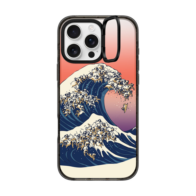 Huebucket x CASETiFY iPhone 16 Pro Max ケース Cartoon,Nature ブラック インパクトリングスタンドケース MagSafe対応 The Great Wave of Pug Father's Day Huebucket x CASETiFY iPhone 16 Pro Max ケース Cartoon,Nature ブラック インパクトリングスタンドケース MagSafe対応 The Great Wave of Pug Father's Day