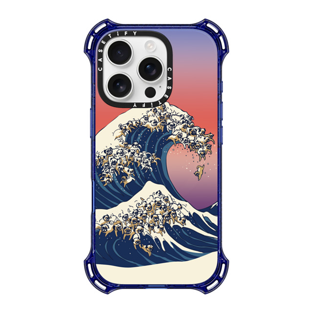 Huebucket x CASETiFY iPhone 16 Pro ケース Cartoon,Nature コバルトブルー バウンスケース The Great Wave of Pug Back to School Huebucket x CASETiFY iPhone 16 Pro ケース Cartoon,Nature コバルトブルー バウンスケース The Great Wave of Pug Back to School