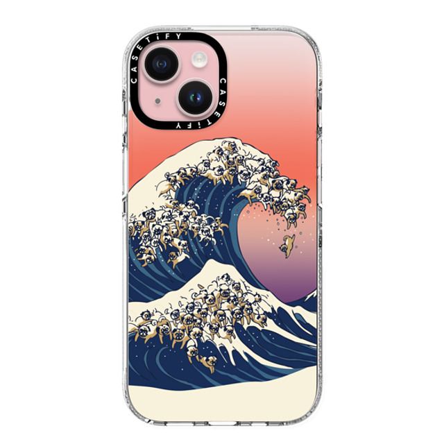 Huebucket x CASETiFY iPhone 15 Case Cartoon,Nature Clear Clear Case MagSafe Compatible The Great Wave of Pug Mother's Day Huebucket x CASETiFY iPhone 15 Case Cartoon,Nature Clear Clear Case MagSafe Compatible The Great Wave of Pug Mother's Day