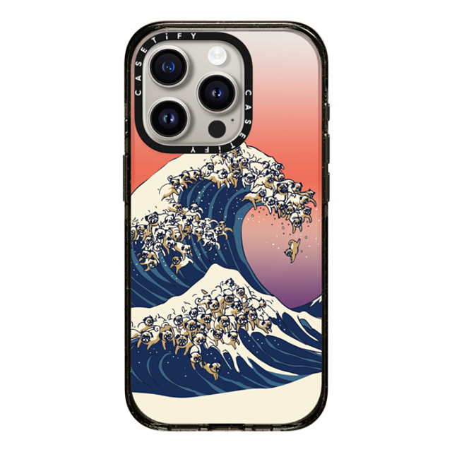 Huebucket x CASETiFY iPhone 15 Pro Case Cartoon,Nature ブラック インパクトケース MagSafe対応 The Great Wave of Pug Mother's Day Huebucket x CASETiFY iPhone 15 Pro Case Cartoon,Nature ブラック インパクトケース MagSafe対応 The Great Wave of Pug Mother's Day