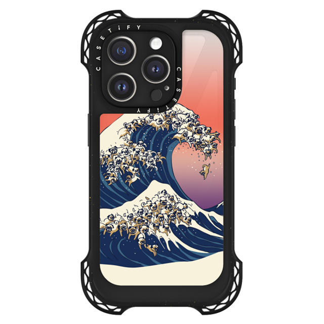 Huebucket x CASETiFY iPhone 15 Pro Case Black ウルトラ バウンスケース MagSafe対応 The Great Wave of Pug Huebucket x CASETiFY iPhone 15 Pro Case Black ウルトラ バウンスケース MagSafe対応 The Great Wave of Pug