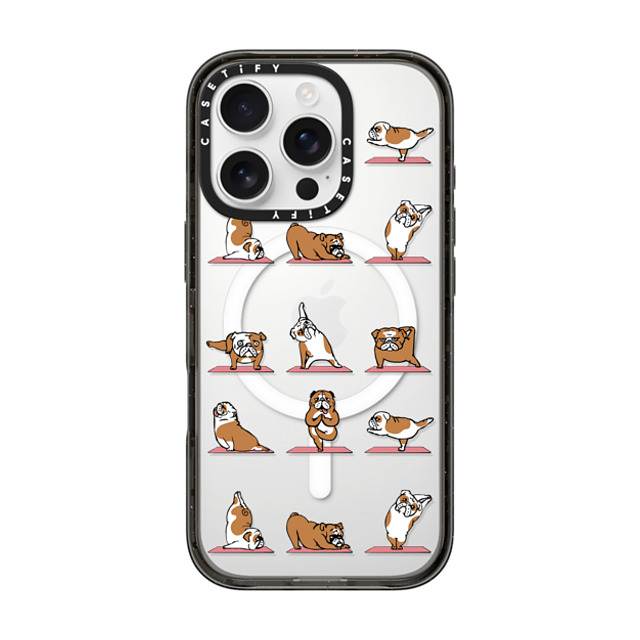 Huebucket x CASETiFY iPhone 16 Pro ケース Dog,Yoga ブラック インパクトケース MagSafe対応 English Bulldog Yoga 2 Father's Day Huebucket x CASETiFY iPhone 16 Pro ケース Dog,Yoga ブラック インパクトケース MagSafe対応 English Bulldog Yoga 2 Father's Day