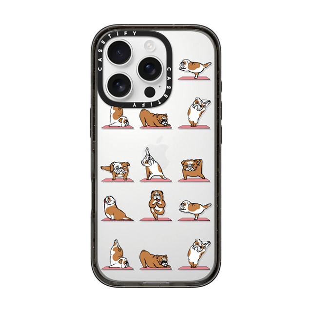 Huebucket x CASETiFY iPhone 16 Pro ケース Dog,Yoga ブラック インパクトケース English Bulldog Yoga 2 Back to School Huebucket x CASETiFY iPhone 16 Pro ケース Dog,Yoga ブラック インパクトケース English Bulldog Yoga 2 Back to School