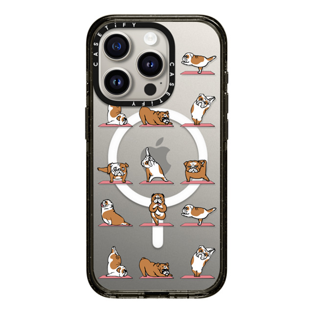 Huebucket x CASETiFY iPhone 15 Pro ケース Dog,Yoga ブラック インパクトケース MagSafe対応 English Bulldog Yoga 2 Back to School Huebucket x CASETiFY iPhone 15 Pro ケース Dog,Yoga ブラック インパクトケース MagSafe対応 English Bulldog Yoga 2 Back to School