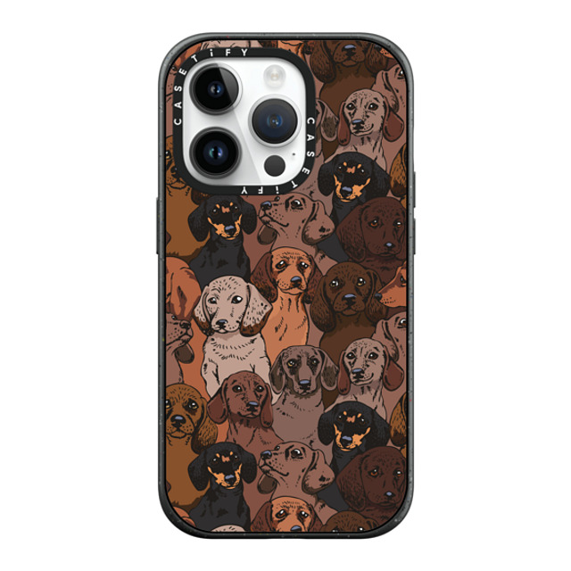 Huebucket x CASETiFY iPhone 14 Pro ケース マットブラック インパクトケース MagSafe対応 Social Dachshunds