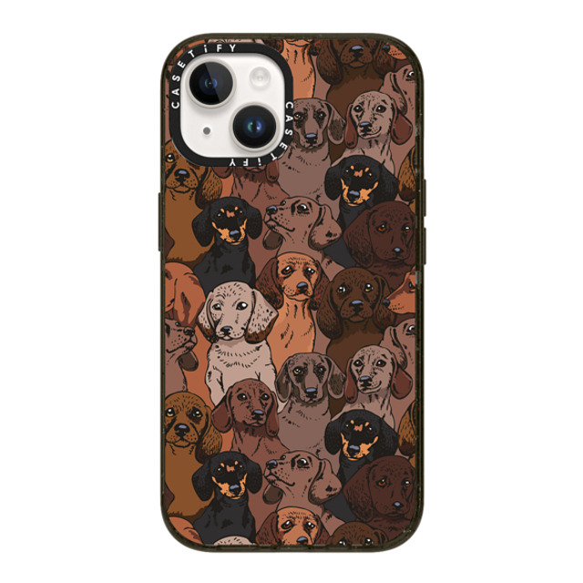 Huebucket x CASETiFY iPhone 14 ケース ブラック インパクトケース Social Dachshunds