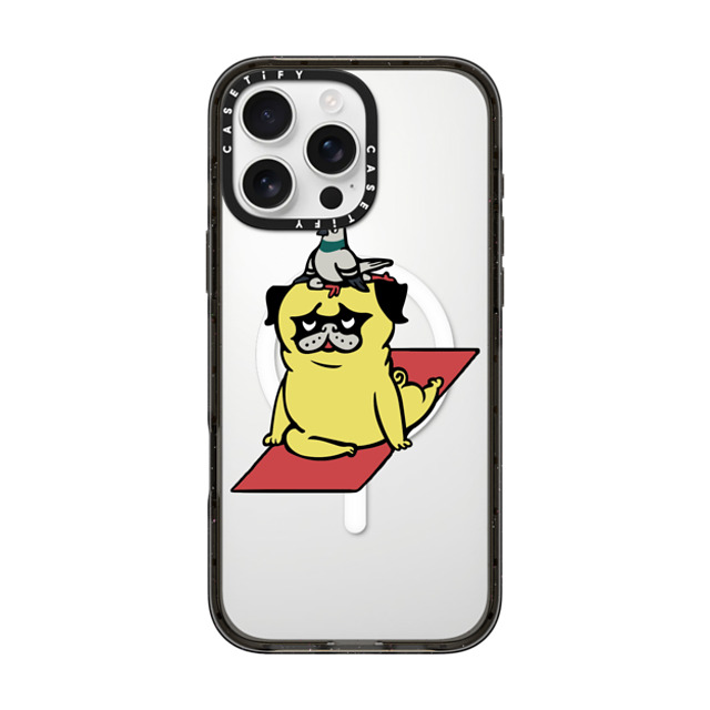 Huebucket x CASETiFY iPhone 16 Pro Max ケース ブラック インパクトケース MagSafe対応 Pigeon and Pug Yoga Back to School Huebucket x CASETiFY iPhone 16 Pro Max ケース ブラック インパクトケース MagSafe対応 Pigeon and Pug Yoga Back to School