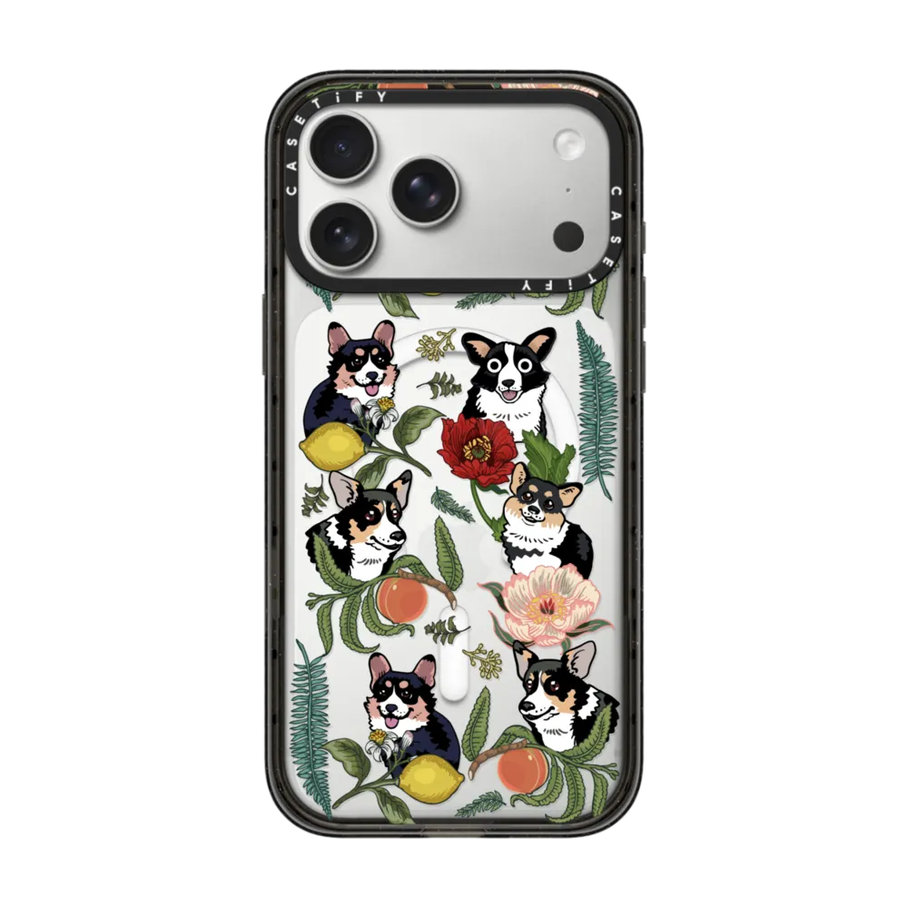 Impact iPhone 17 Pro Max Case MagSafe Compatible - Botanical and Black Corgi