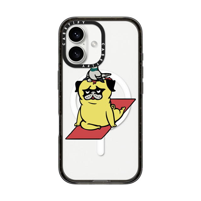 Huebucket x CASETiFY iPhone 16 ケース ブラック インパクトケース MagSafe対応 Pigeon and Pug Yoga Back to School Huebucket x CASETiFY iPhone 16 ケース ブラック インパクトケース MagSafe対応 Pigeon and Pug Yoga Back to School