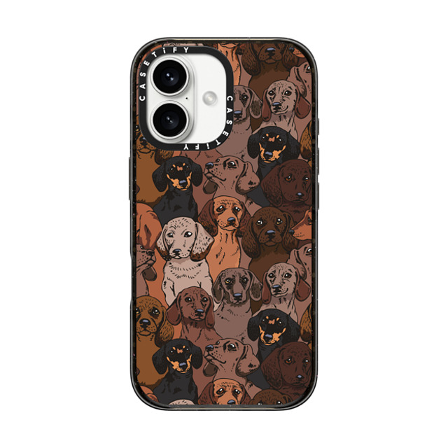 Huebucket x CASETiFY iPhone 16 ケース ブラック インパクトケース MagSafe対応 Social Dachshunds