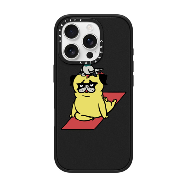 Huebucket x CASETiFY iPhone 16 Pro ケース マットブラック インパクトケース MagSafe対応 Pigeon and Pug Yoga Back to School Huebucket x CASETiFY iPhone 16 Pro ケース マットブラック インパクトケース MagSafe対応 Pigeon and Pug Yoga Back to School