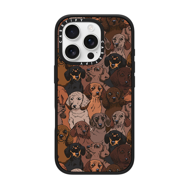 Huebucket x CASETiFY iPhone 16 Pro ケース マットブラック インパクトケース MagSafe対応 Social Dachshunds