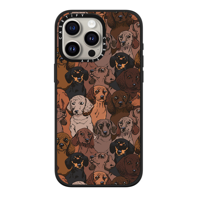 Huebucket x CASETiFY iPhone 15 Pro Max ケース マットブラック インパクトケース MagSafe対応 Social Dachshunds