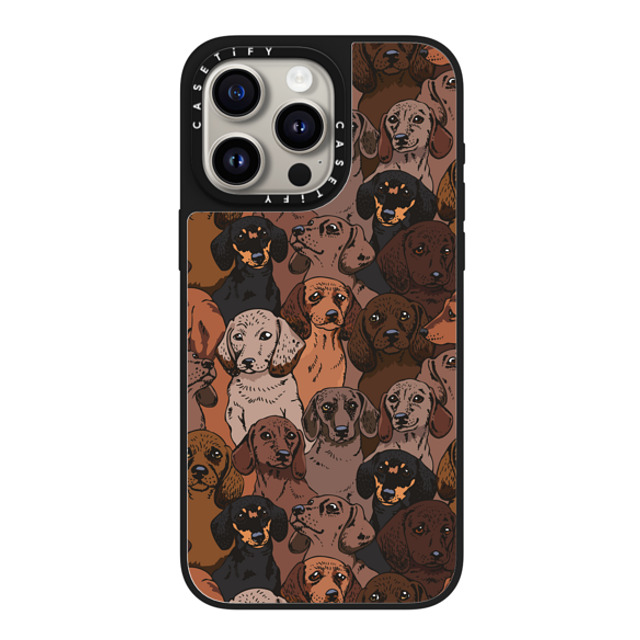 Huebucket x CASETiFY iPhone 15 Pro Max ケース Silver on Black ミラーケース MagSafe対応 Social Dachshunds