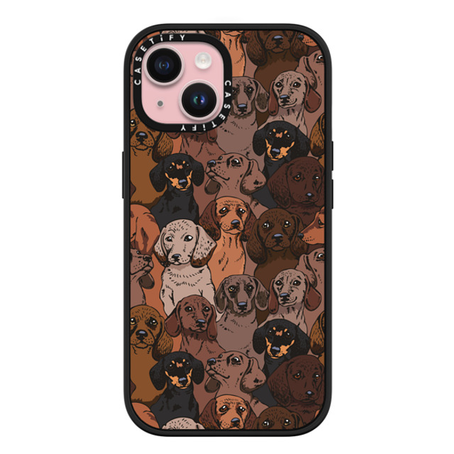 Huebucket x CASETiFY iPhone 15 ケース マットブラック インパクトケース MagSafe対応 Social Dachshunds