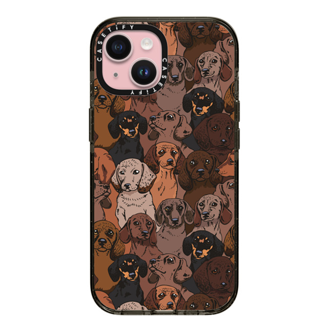 Huebucket x CASETiFY iPhone 15 ケース ブラック インパクトケース Social Dachshunds