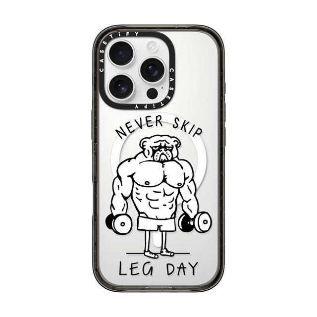 Huebucket x CASETiFY iPhone 16 Pro ケース Dog,Animal ブラック インパクトケース MagSafe対応 Never Skip Leg Day English Bulldog Back to School Huebucket x CASETiFY iPhone 16 Pro ケース Dog,Animal ブラック インパクトケース MagSafe対応 Never Skip Leg Day English Bulldog Back to School