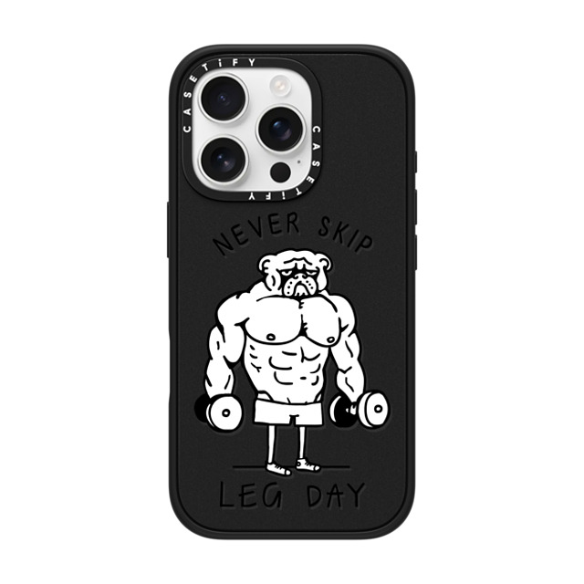 Huebucket x CASETiFY iPhone 16 Pro ケース Dog,Animal マットブラック インパクトケース MagSafe対応 Never Skip Leg Day English Bulldog Back to School Huebucket x CASETiFY iPhone 16 Pro ケース Dog,Animal マットブラック インパクトケース MagSafe対応 Never Skip Leg Day English Bulldog Back to School