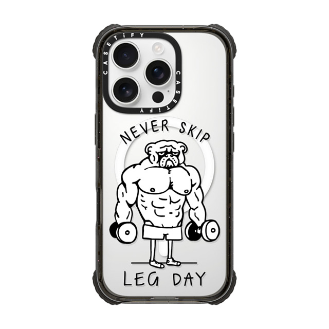 Huebucket x CASETiFY iPhone 16 Pro ケース Dog,Animal ブラック ウルトラ インパクトケース MagSafe 対応 Never Skip Leg Day English Bulldog Back to School Huebucket x CASETiFY iPhone 16 Pro ケース Dog,Animal ブラック ウルトラ インパクトケース MagSafe 対応 Never Skip Leg Day English Bulldog Back to School