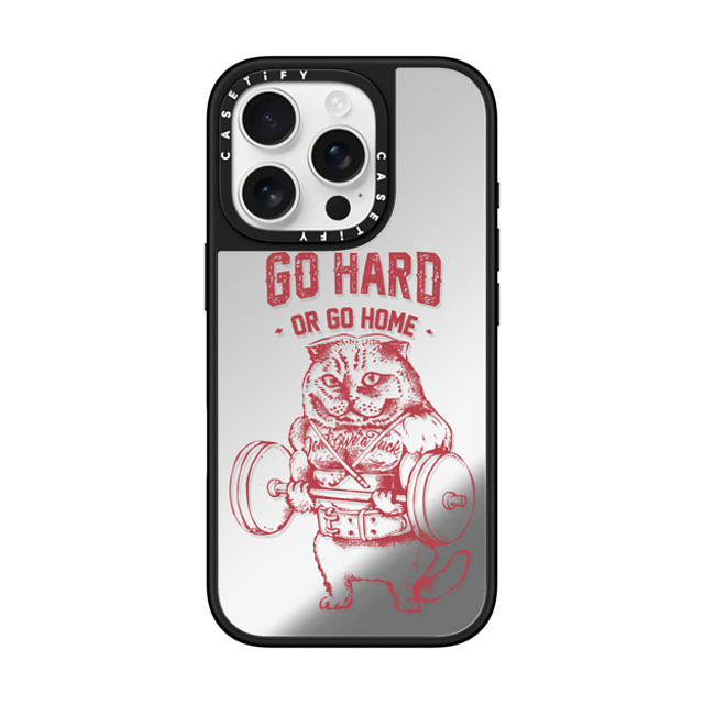 Huebucket x CASETiFY iPhone 16 Pro ケース Cat,Animal Silver on Black ミラーケース MagSafe対応 Go Hard or Go Home Scottish Fold Father's Day Huebucket x CASETiFY iPhone 16 Pro ケース Cat,Animal Silver on Black ミラーケース MagSafe対応 Go Hard or Go Home Scottish Fold Father's Day