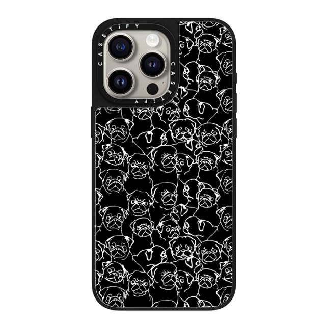 Huebucket x CASETiFY iPhone 15 Pro Max ケース Silver on Black ミラーケース MagSafe対応 Oh Black Pugs