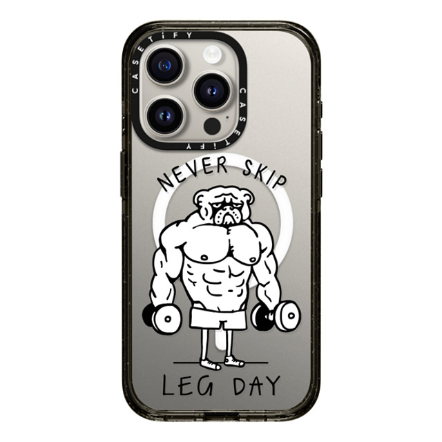 Huebucket x CASETiFY iPhone 15 Pro ケース Dog,Animal ブラック インパクトケース MagSafe対応 Never Skip Leg Day English Bulldog Back to School Huebucket x CASETiFY iPhone 15 Pro ケース Dog,Animal ブラック インパクトケース MagSafe対応 Never Skip Leg Day English Bulldog Back to School