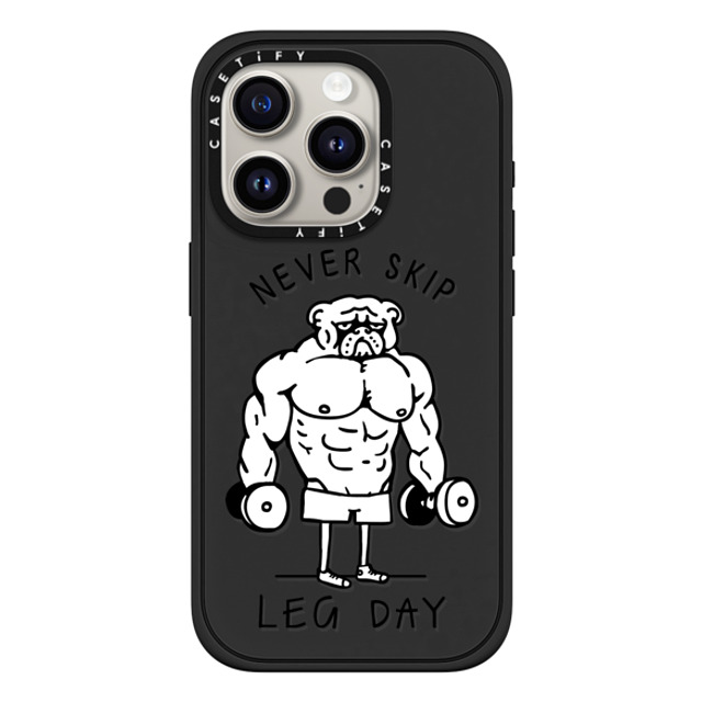 Huebucket x CASETiFY iPhone 15 Pro ケース Dog,Animal マットブラック インパクトケース MagSafe対応 Never Skip Leg Day English Bulldog Back to School Huebucket x CASETiFY iPhone 15 Pro ケース Dog,Animal マットブラック インパクトケース MagSafe対応 Never Skip Leg Day English Bulldog Back to School