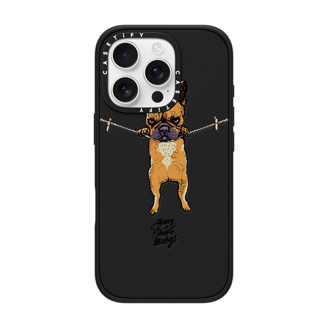 Huebucket x CASETiFY iPhone 16 Pro Case Matte Black Impact Case MagSafe Compatible Hang in there baby frenchie Back to School Huebucket x CASETiFY iPhone 16 Pro Case Matte Black Impact Case MagSafe Compatible Hang in there baby frenchie Back to School