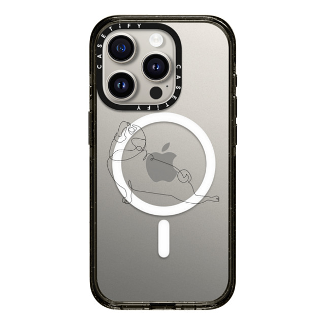 Huebucket x CASETiFY iPhone 15 Pro Case Black Impact Case MagSafe Compatible One Line Pug Upward Facing Dog Mother's Day Huebucket x CASETiFY iPhone 15 Pro Case Black Impact Case MagSafe Compatible One Line Pug Upward Facing Dog Mother's Day