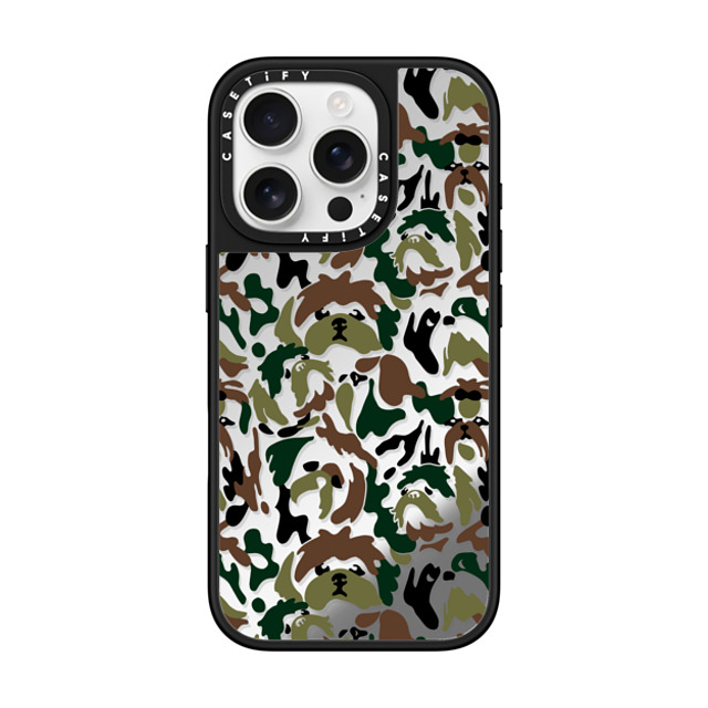 Huebucket x CASETiFY iPhone 16 Pro Case Silver on Black ミラーケース MagSafe対応 Shih Tzu Camouflage Father's Day Huebucket x CASETiFY iPhone 16 Pro Case Silver on Black ミラーケース MagSafe対応 Shih Tzu Camouflage Father's Day