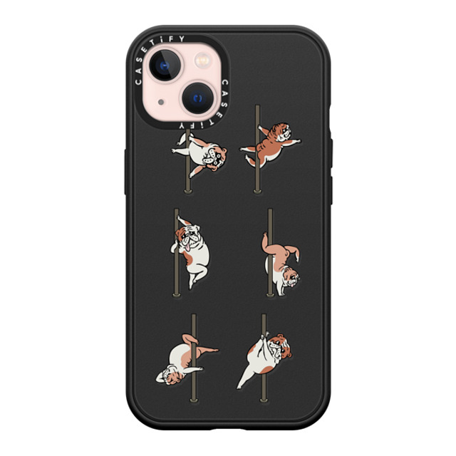 Huebucket x CASETiFY iPhone 13 ケース マットブラック インパクトケース MagSafe対応 English Bulldog Pole Dancing Club_