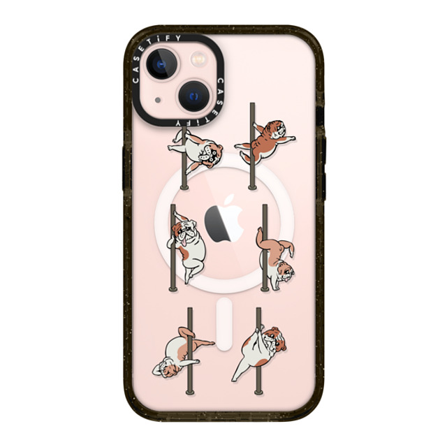 Huebucket x CASETiFY iPhone 13 ケース ブラック インパクトケース MagSafe対応 English Bulldog Pole Dancing Club_