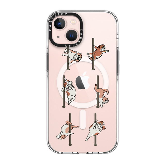 Huebucket x CASETiFY iPhone 13 ケース クリア クリア ケース MagSafe対応 English Bulldog Pole Dancing Club_