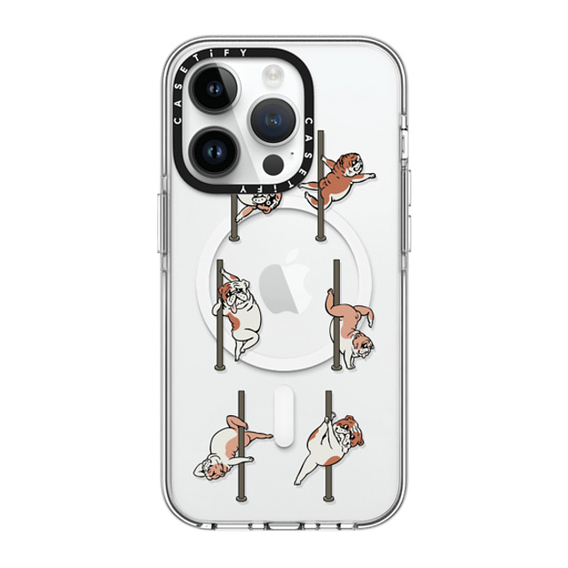 Huebucket x CASETiFY iPhone 14 Pro ケース クリア クリア ケース MagSafe対応 English Bulldog Pole Dancing Club_