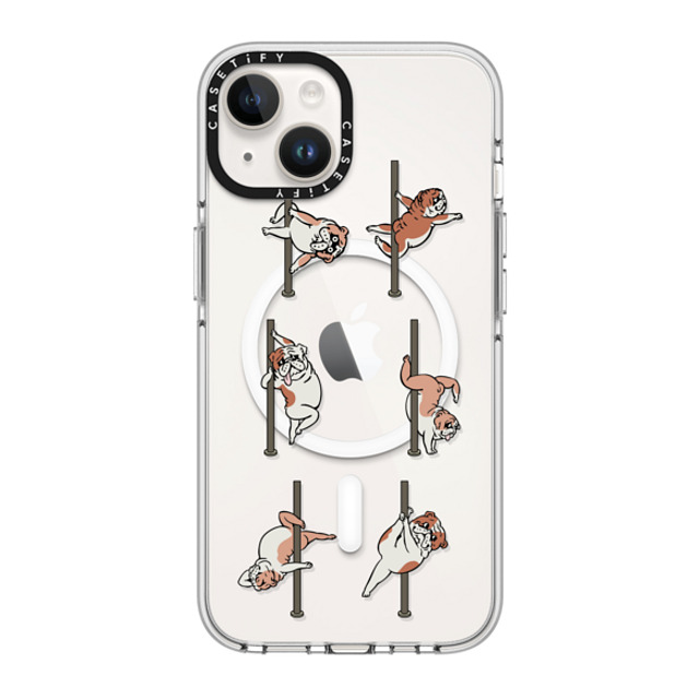 Huebucket x CASETiFY iPhone 14 ケース クリア クリア ケース MagSafe対応 English Bulldog Pole Dancing Club_