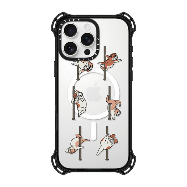 Huebucket x CASETiFY iPhone 16 Pro Max ケース ブラック バウンスケース English Bulldog Pole Dancing Club_