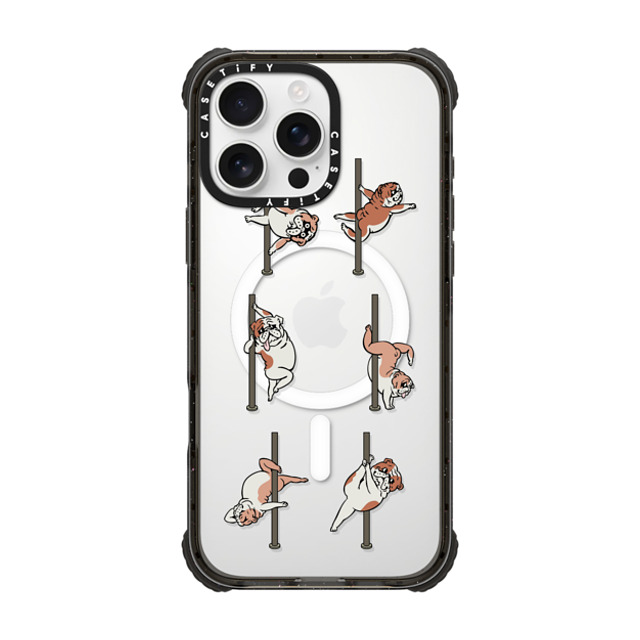 Huebucket x CASETiFY iPhone 16 Pro Max Case Black ウルトラ インパクトケース MagSafe 対応 English Bulldog Pole Dancing Club_ Huebucket x CASETiFY iPhone 16 Pro Max Case Black ウルトラ インパクトケース MagSafe 対応 English Bulldog Pole Dancing Club_