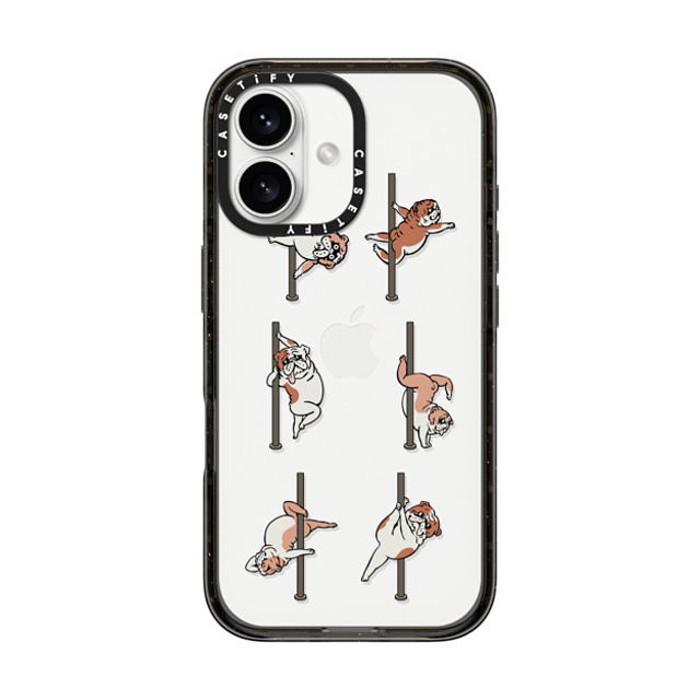 Huebucket x CASETiFY iPhone 16 ケース ブラック インパクトケース English Bulldog Pole Dancing Club_