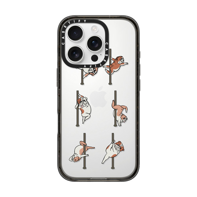 Huebucket x CASETiFY iPhone 16 Pro ケース ブラック インパクトケース English Bulldog Pole Dancing Club_