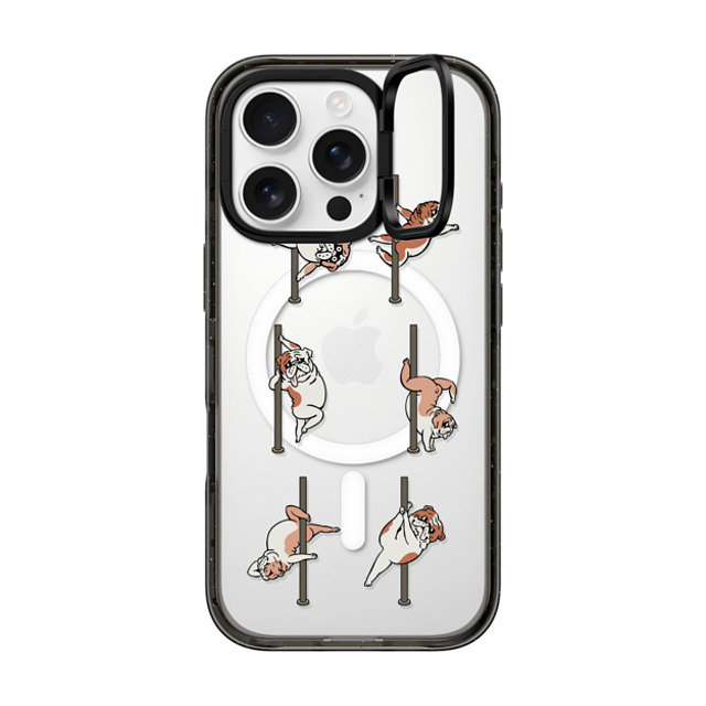 Huebucket x CASETiFY iPhone 16 Pro Case Black インパクトリングスタンドケース MagSafe対応 English Bulldog Pole Dancing Club_ Huebucket x CASETiFY iPhone 16 Pro Case Black インパクトリングスタンドケース MagSafe対応 English Bulldog Pole Dancing Club_
