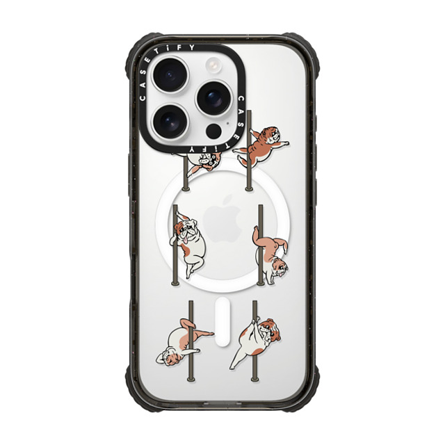 Huebucket x CASETiFY iPhone 16 Pro Case Black ウルトラ インパクトケース MagSafe 対応 English Bulldog Pole Dancing Club_ Huebucket x CASETiFY iPhone 16 Pro Case Black ウルトラ インパクトケース MagSafe 対応 English Bulldog Pole Dancing Club_