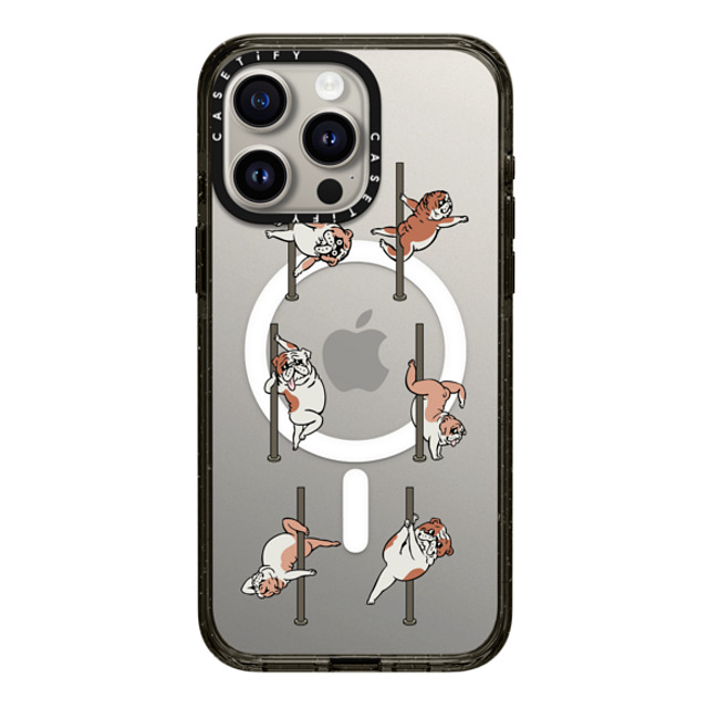 Huebucket x CASETiFY iPhone 15 Pro Max ケース ブラック インパクトケース MagSafe対応 English Bulldog Pole Dancing Club_