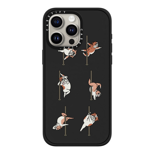 Huebucket x CASETiFY iPhone 15 Pro Max ケース マットブラック インパクトケース MagSafe対応 English Bulldog Pole Dancing Club_