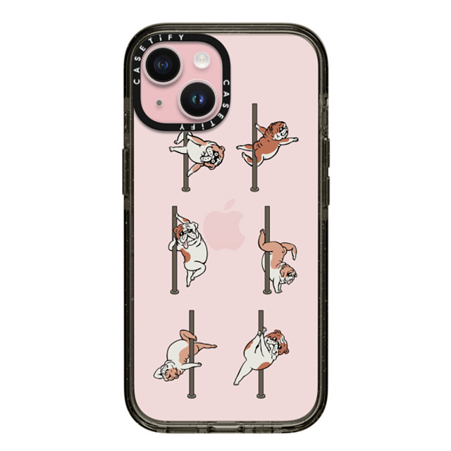 Huebucket x CASETiFY iPhone 15 ケース ブラック インパクトケース English Bulldog Pole Dancing Club_