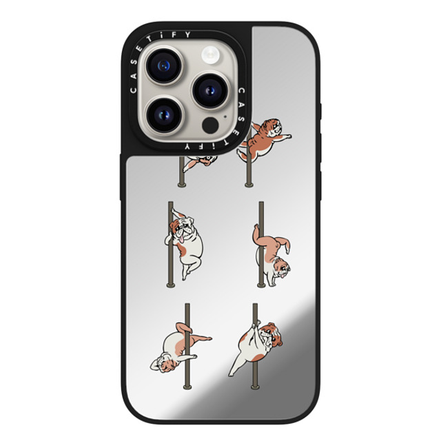 Huebucket x CASETiFY iPhone 15 Pro Case Silver on Black ミラーケース MagSafe対応 English Bulldog Pole Dancing Club_ Huebucket x CASETiFY iPhone 15 Pro Case Silver on Black ミラーケース MagSafe対応 English Bulldog Pole Dancing Club_