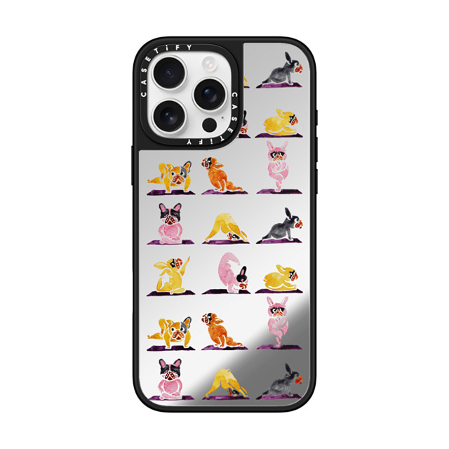 Huebucket x CASETiFY iPhone 16 Pro Max Case Silver on Black ミラーケース MagSafe対応 French Bulldog Yoga Watercolor Father's Day Huebucket x CASETiFY iPhone 16 Pro Max Case Silver on Black ミラーケース MagSafe対応 French Bulldog Yoga Watercolor Father's Day
