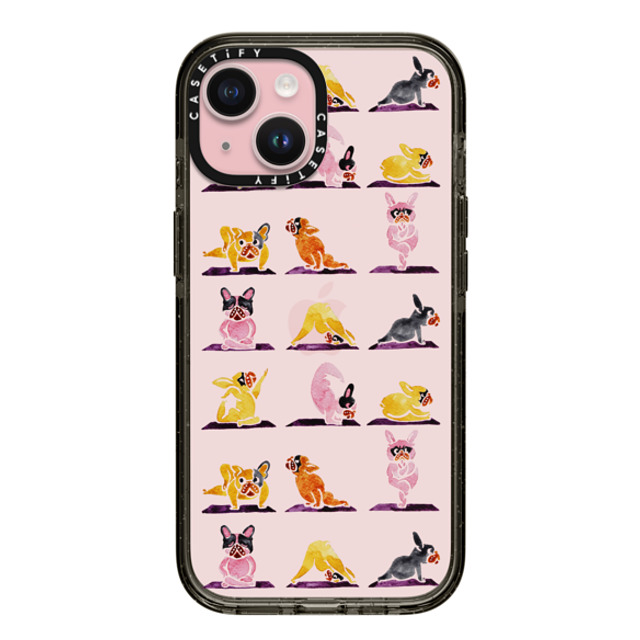 Huebucket x CASETiFY iPhone 15 Case Black インパクトケース French Bulldog Yoga Watercolor Mother's Day Huebucket x CASETiFY iPhone 15 Case Black インパクトケース French Bulldog Yoga Watercolor Mother's Day